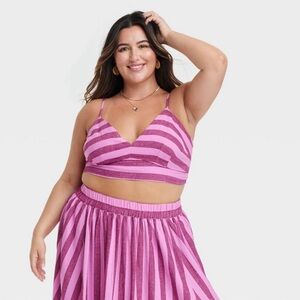 Women’s XXL Beach Bungalow Linen Bralette Tank Top